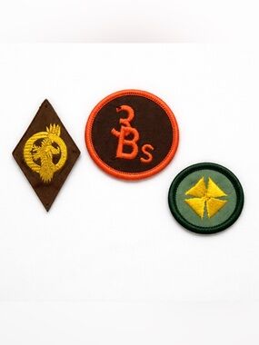 Vintage-Inspired Brown, Orange & Green Merit Patch Trio